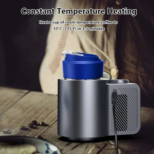 Vista 2 de Riloer Taza portátil inteligente 2 en 1 para automóvil, con calefacción y refrigeración, para café, bebidas, leche, cerveza, refrigerador, pantalla