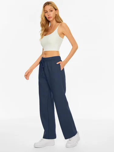 Vista 3 de AUTOMET Womens Fleece Lined Sweatpants Baggy Wide Straight Leg Pants