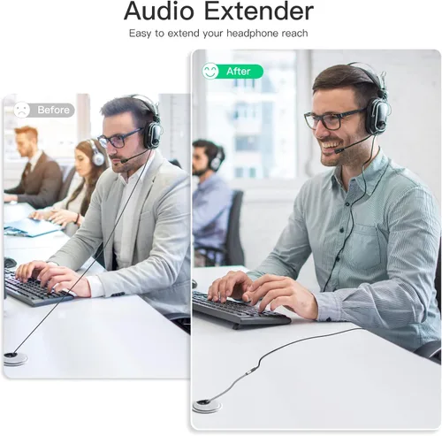Vista 2 de Cable de extensión de auriculares de 0.138 in de 4 pies, extensor de cable auxiliar trenzado de nailon para teléfonos inteligentes, tabletas