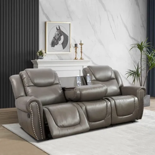 Vista 12 de Sillón reclinable de cuero, muebles de sala de estar, silla reclinable manual, silla de cuero marrón de 1 plaza para sala de estar