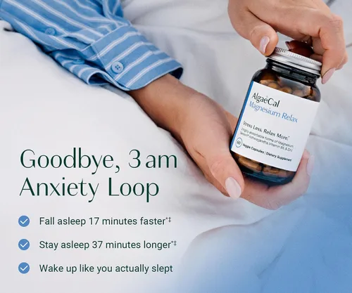 Vista 7 de AlgaeCal Magnesium Relax™ - Magnesio Quelado con Ashwagandha para Dormir y Ansiedad Ocasional - Glicinato, Malato, Citrato - Apoyo para el Sueño