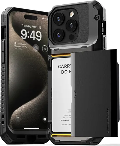 Vista 35 de VRS DESIGN Damda Glide Pro - Funda para iPhone 12 Pro Max, con [4 tarjetas] Premium Robusta [Semiautomática] Funda para tarjeta de crédito