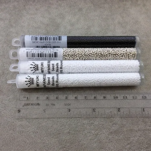 Vista 3 de White Opaque Miyuki - Cuentas de cristal redondas japonesas de rocailles 11/0 de aproximadamente 0.85 oz y tubo de 5 pulgadas