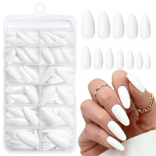 Vista 17 de 240 uñas postizas de color rosa gelatina, uñas postizas medianas con Rosado jalea