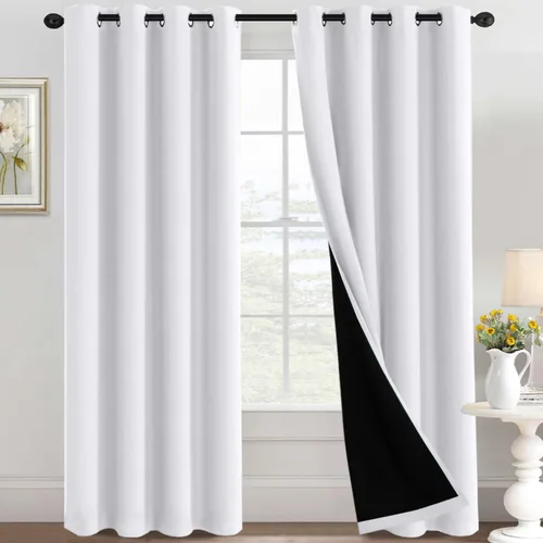 Vista 19 de H.VERSAILTEX Cortinas 100% de opacidad con aislamiento térmico, cortinas opacas completas para sala de estar, cortinas de ventana de eficiencia