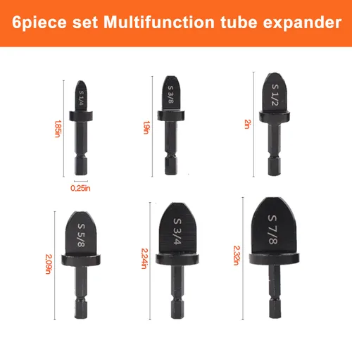 Vista 2 de Juego de expansores de tubo de cobre para HVAC, 6 Uds., juego de brocas de estampación de tubos de cobre, kit de brocas, kit de exacerbación