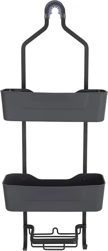 Vista 5 de Bath Bliss Tier - Organizador colgante de aluminio, cabeza, con ganchos de lufa, jabonera, capacidad para botellas grandes y pequeñas, organización