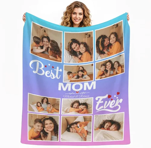 Vista 12 de HUGLAZY Manta personalizada con fotos y texto, manta de franela para parejas de adultos, regalo para cumpleaños, Día del Padre, Día de la Madre, Día
