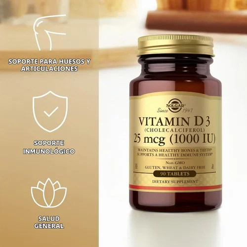 Vista 4 de Solgar, Vitamina D3 (colecalciferol) 1000 Iu comprimidos, 90