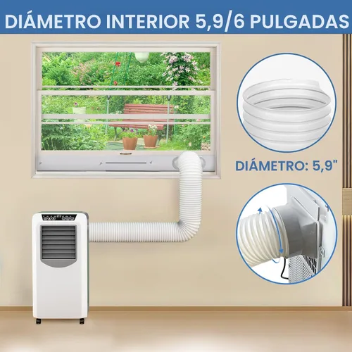 Vista 8 de Kit portátil de ventilación de ventana para aire acondicionado, kit de ventana deslizante ajustable vertical/horizontal para unidad de aire