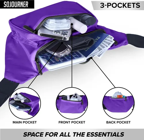 Vista 5 de Riñonera para hombres y mujeres Riñonera Riñonera ligera para viajes, deportes, senderismo, Morado - Sólido, talla única