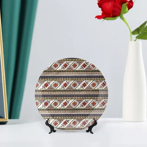 Vista 6 de Platos de cerámica, platos decorativos aztecas, arreglos florales, 7 pulgadas, para comedor, fiestas, bodas, multicolor