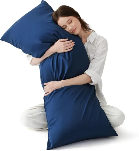 Vista 36 de Bedsure Fundas de almohada de tamaño estándar, fundas de almohada refrescantes, rayón derivado de bambú, color gris oscuro, juego de 2, fundas