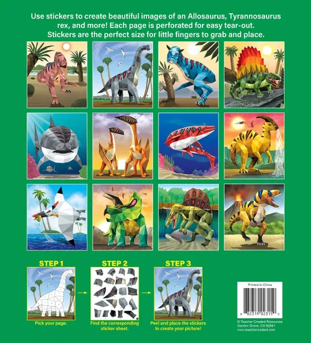 Vista 4 de Teacher Created Resources Dinosaurios y animales prehistóricos Mosaicos modernos se adhieren a los números