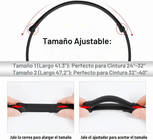 Vista 2 de SUOSDEY Cinturones de cuero ajustados occidentales para mujer, cinturón de cintura delgada ajustable para vestidos con hebilla vintage 1-negro