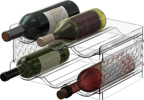 Vista 5 de Simple Houseware Organizador apilable de almacenamiento de vasos para botellas de agua de 2 niveles, transparente