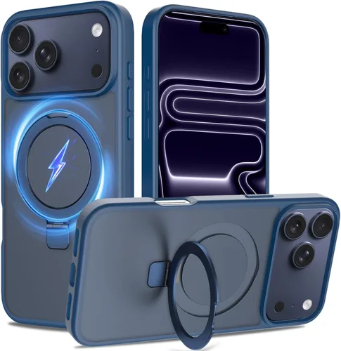 Vista 7 de Funda con soporte ultra magnético para iPhone 15 Pro [protección militar contra caídas] [compatible con MagSafe] a prueba de golpes, translúcida