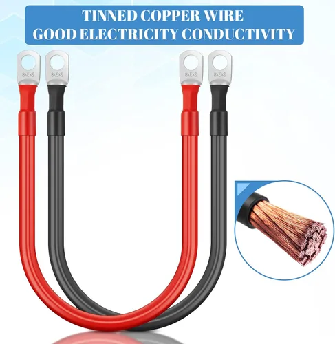 Vista 10 de Hoteam Cable de batería de cobre con terminales de 3/8 pulgadas, rojo y negro, cable inversor de corriente para motocicleta solar, automóvil
