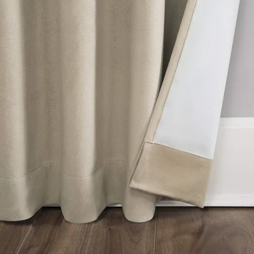 Vista 45 de Sun Zero Hampshire - Cortina térmica de terciopelo con reducción de ruido, 100% opaca con pestañas, 50 x 96 pulgadas, dorado