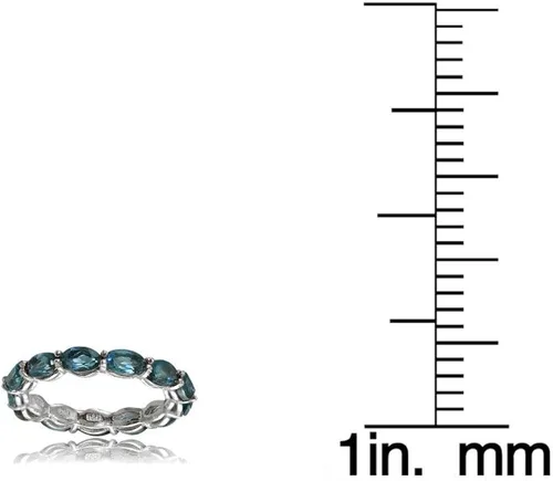 Vista 3 de Ice Gems Anillo de eternidad de plata de ley con topacio azul Londres de 0.197 x 0.118 in de corte ovalado
