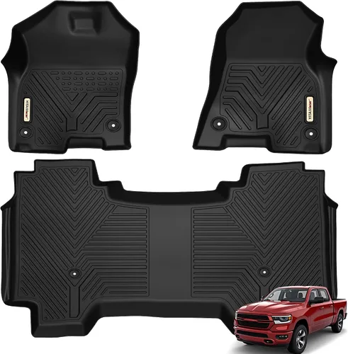 Vista 10 de YITAMOTOR Alfombrillas de Piso Compatibles con Dodge Ram 1500/2500/3500 Crew Cab 2013-2018, Ram 1500 Classic Crew Cab 2019-2024, 1ª y 2ª Fila