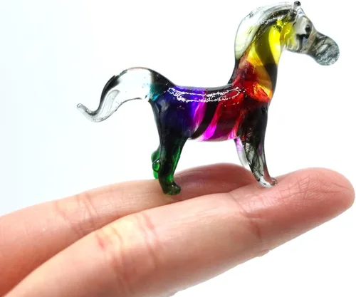 Vista 6 de Zebra Tiny Figurines Animals Hand Blown Color Glass Art Collectible Gift Home Decorate (Purple Black)