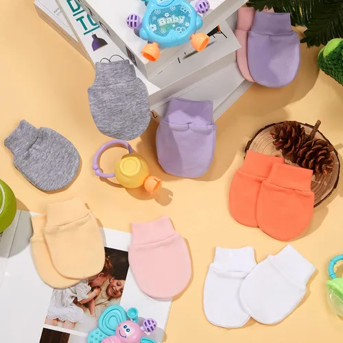 Vista 4 de 12 pares de guantes para bebé recién nacido, guantes antiarañazos para niños y niñas de 0 a 6 meses