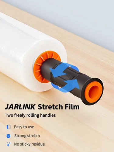Vista 5 de JARLINK Paquete de 2 Películas Elásticas, 15" x 1000 pies Envoltura Retráctil para Envolver Paletas, Resistencia Industrial Elástica hasta 650%