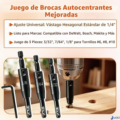 Vista 2 de Broca de bisagra autocentrante mejorada, juego de brocas VIX, acero de alta velocidad