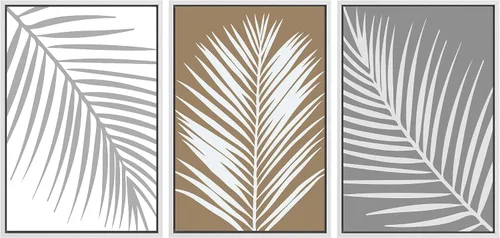 Vista 58 de SIGNWIN Lienzo enmarcado para pared, juego de arte de collage de hojas transparentes en blanco y negro, ilustraciones de naturaleza silvestre, arte