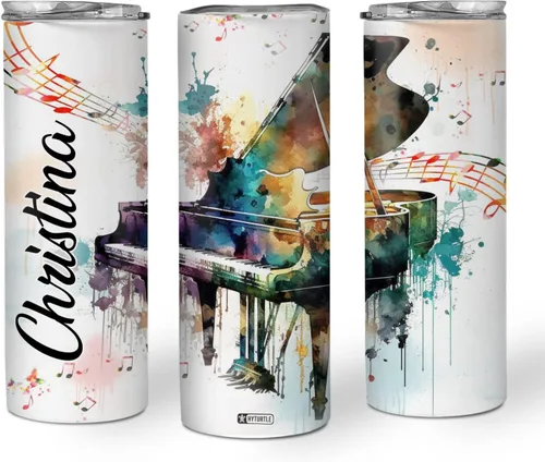 Vista 8 de Hyturtle Vaso delgado personalizado para hombres y mujeres, regalos de cumpleaños para amantes de la batería, regalos para bateristas, regalos