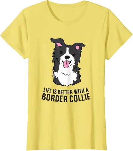 Vista 31 de Camiseta Border Collie Owner Life Is Better With a Border Collie Dog, Blanco, S