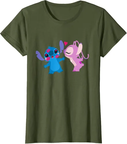 Vista 70 de Disney Stitch and Angel - Camiseta para el día de San Valentín Negro