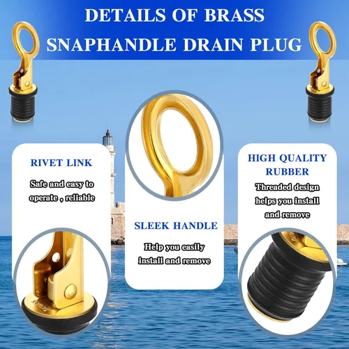 Vista 5 de Amyhill 4 Pcs Boat Plugs Snap Handle Boat Plugs for 1 Inch Diameter Marine Drain Twist Metal Rubber Accessories for Lifeboats Fishing Boats Ferries