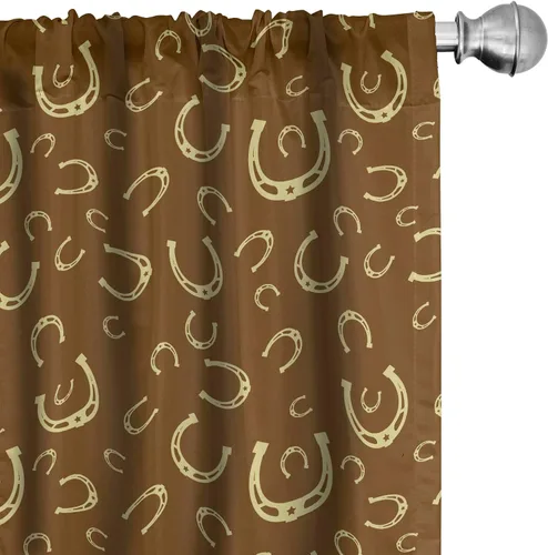 Vista 37 de Ambesonne Paquete de 2 cortinas otoñales para ventana, diseño otoñal con formas intrincadas en espiral y estampado de hojas voladoras, juego ligero