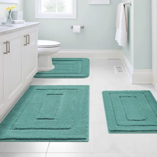 Vista 19 de GRANNY SAYS Juego de 2 alfombras de baño suaves para baño, alfombras de baño antideslizantes y lavables, alfombras de baño absorbentes para bañera