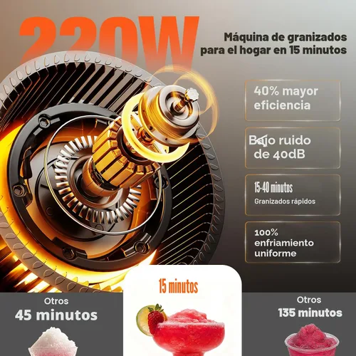 Vista 6 de Máquina de granizado sin necesidad de hielo, limpieza automática, 220 W, máquina de bebidas congeladas rápidas con 6 programas preestablecidos