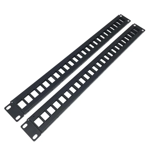 Vista 2 de Paquete de 2 paneles de conexión 1U de 24 puertos Keystone en blanco, carcasa de montaje en rack de 1U de 19 pulgadas para conectores Keystone (2)