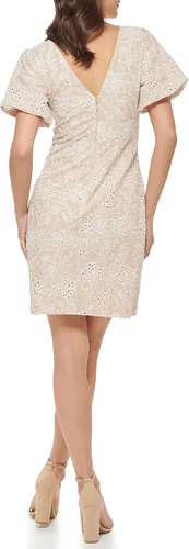 Vista 3 de GUESS Vestido tubo corto con ojales y manga abombada para mujer