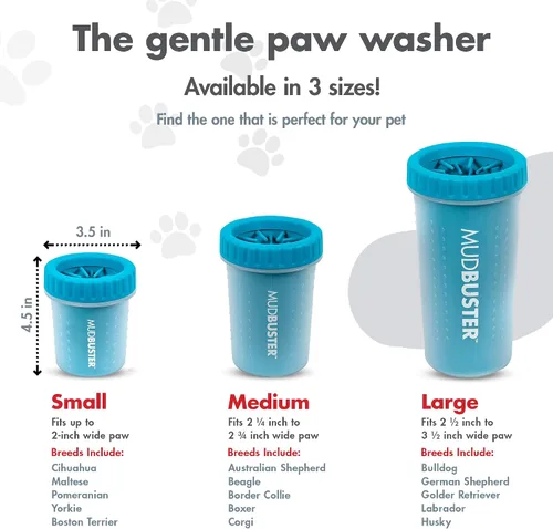 Vista 3 de Dexas MudBuster Limpiador Portátil de Patas de Perro - Calidad Premium, Azul, Tamaño Pequeño para Suministros y Accesorios para Mascotas