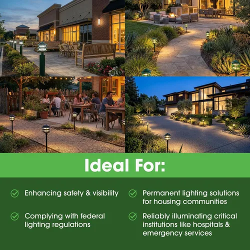 Vista 4 de Greenfield PL3TLEDG - Luz LED resistente a la intemperie de 3 niveles, fabricada en los Estados Unidos, color verde