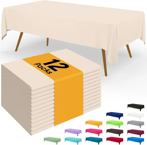 Vista 112 de Smiry - Juego de 6 manteles desechables, 54 x 78 pulgadas, manteles impermeables rectangulares para fiestas, cubierta de mesa de plástico