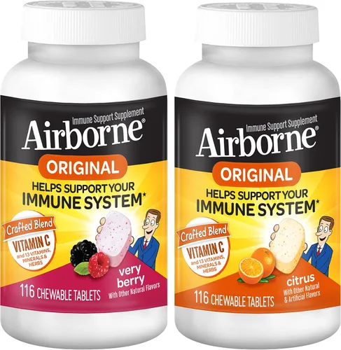 Vista 23 de Vitamina C 1000 mg (por porción), tabletas efervescentes Airborne Very Berry (36 unidades en una caja), suplemento de apoyo inmunológico sin gluten