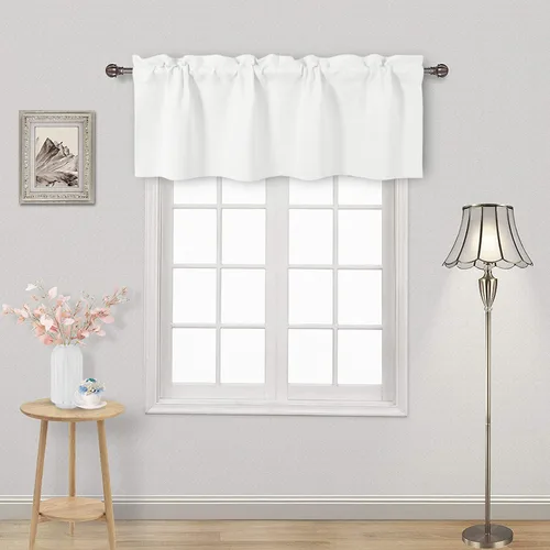 Vista 81 de DWCN Cenefa para ventana de cocina, con bolsillo para barra, para ventana, sala de estar/sótano, 36 x 16 pulgadas de largo, 1 panel, beige