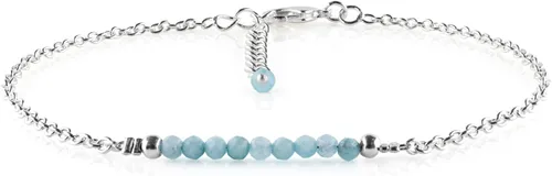 Vista 52 de YANARA Pulsera de tobillo para mujer, piedra de nacimiento natural, cuentas de piedras preciosas, tobillera delicada hecha a mano de 9 pulgadas +