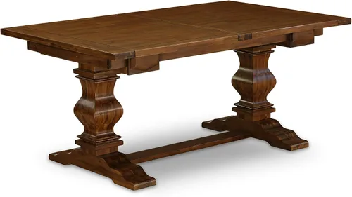 Vista 6 de East West Furniture ALAFR7-81-02 Juego de mesa de comedor moderno de 7 piezas consta de una mesa rectangular de madera con hojas extraíbles y 6