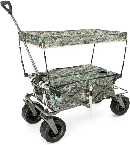 Vista 17 de Cochecito creativo para exteriores, carrito de playa XXL Deluxe con toldo, carrito plegable plegable y portátil, soporta hasta 200 libras