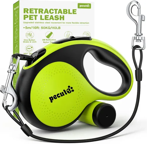Vista 9 de Pecute - Correa retráctil para perro con cable a prueba de mordiscos - 18,2 pies de correa retráctil resistente para mascotas con dispensador