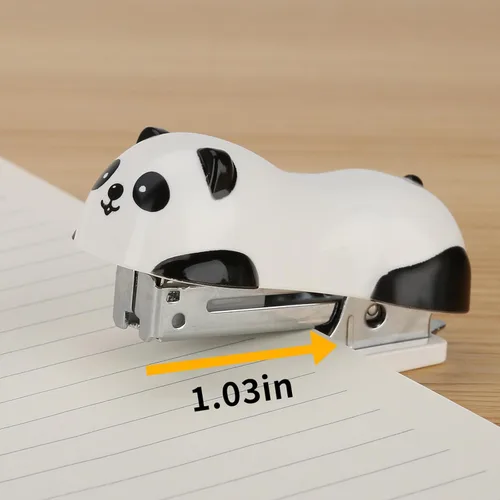 Vista 6 de Cute Panda Mini grapadora de escritorio, grapadora casera con 1000 grapas