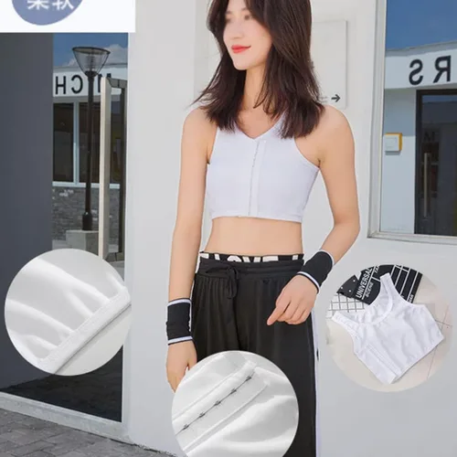 Vista 2 de Chaleco trans de pecho para mujer transgénero FTM con gancho elástico, camiseta sin mangas, efecto aplanado, brasier de compresión